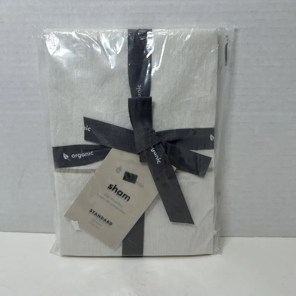 West Elm Organic Hemp + Cotton Serene Stripes Standard Pillow Sham Ivory/ Tan